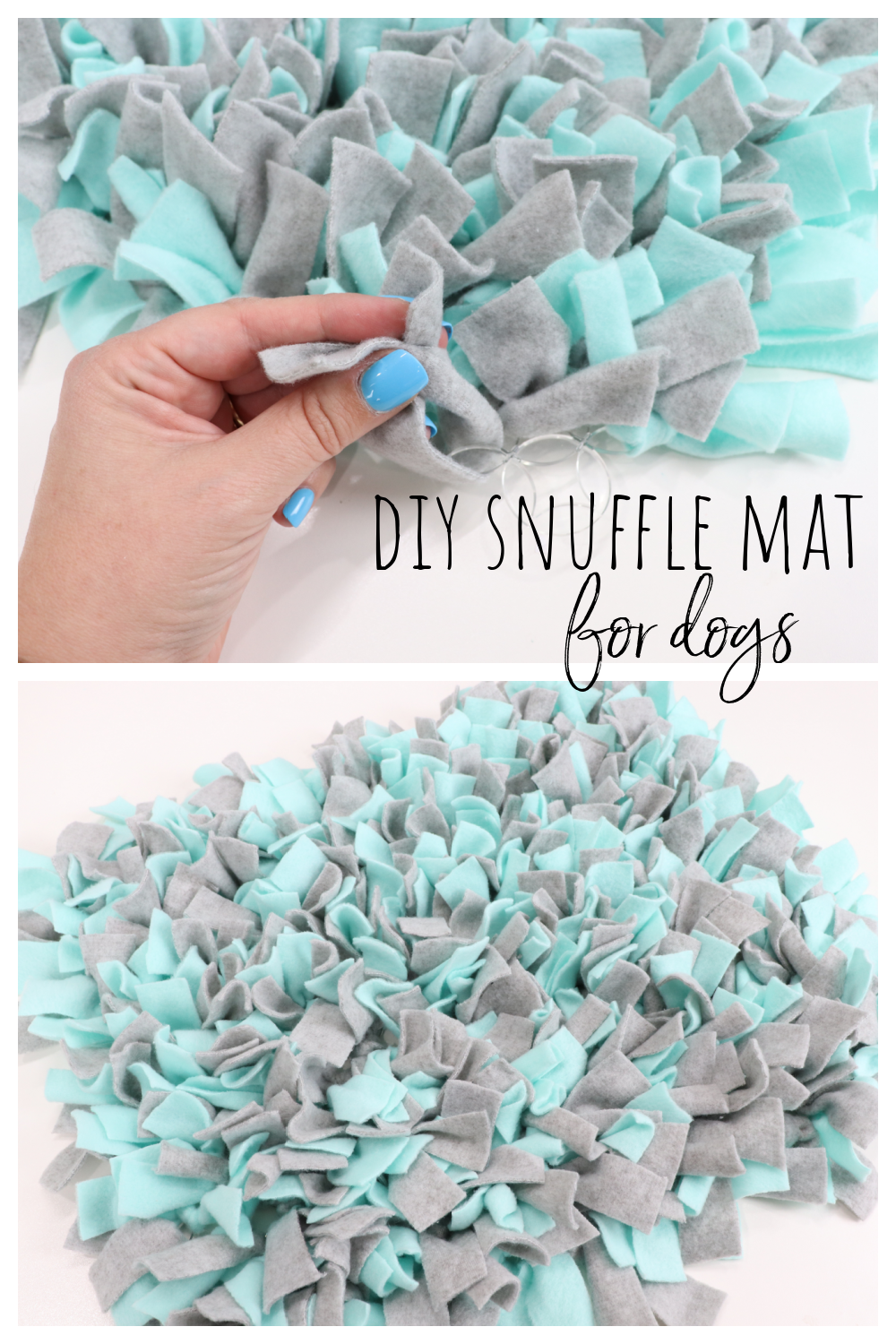 Image is a collage of images of the Snuffle Mat for Pinterest.