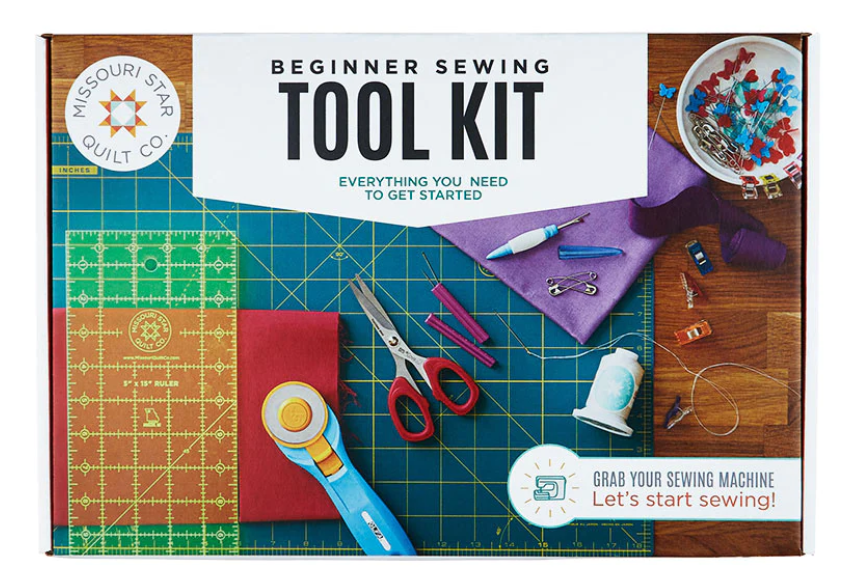 Image contains the MSQC Beginner Sewing Tool Kit box.