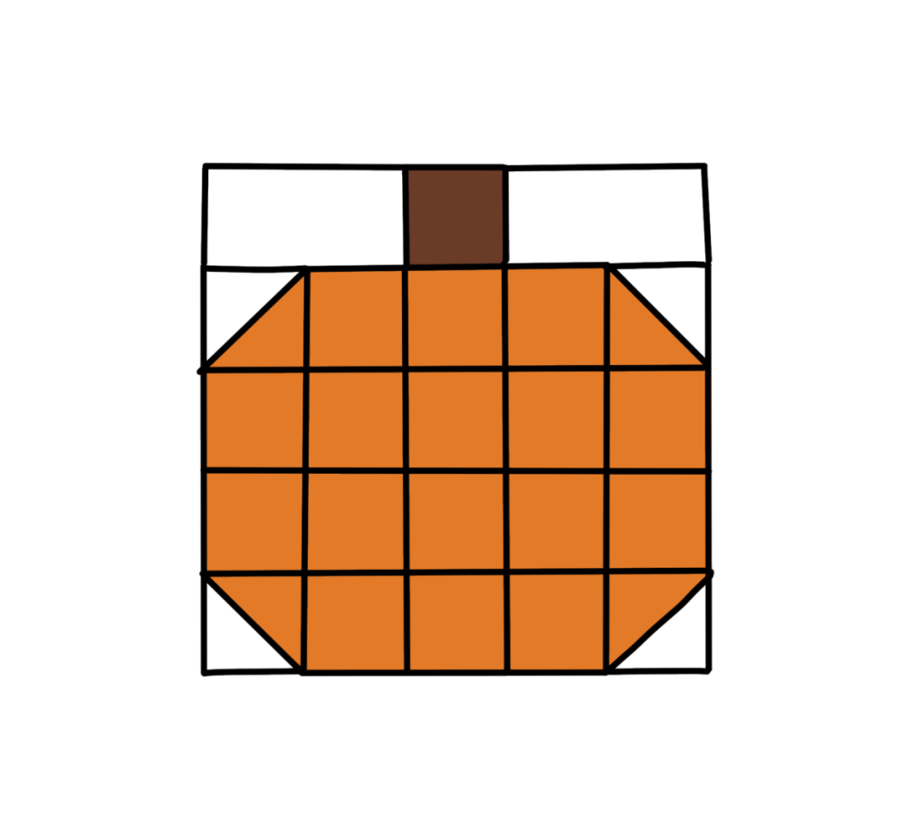Image is a drawing of the pumpkin quilt block.