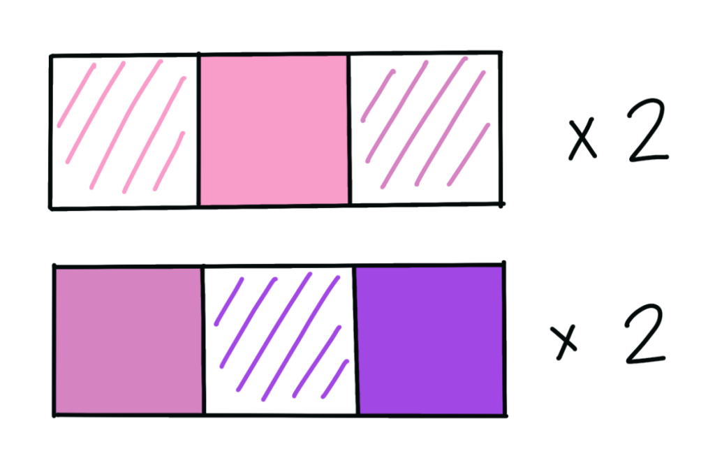 Image illustrates sewing two rows of three squares.