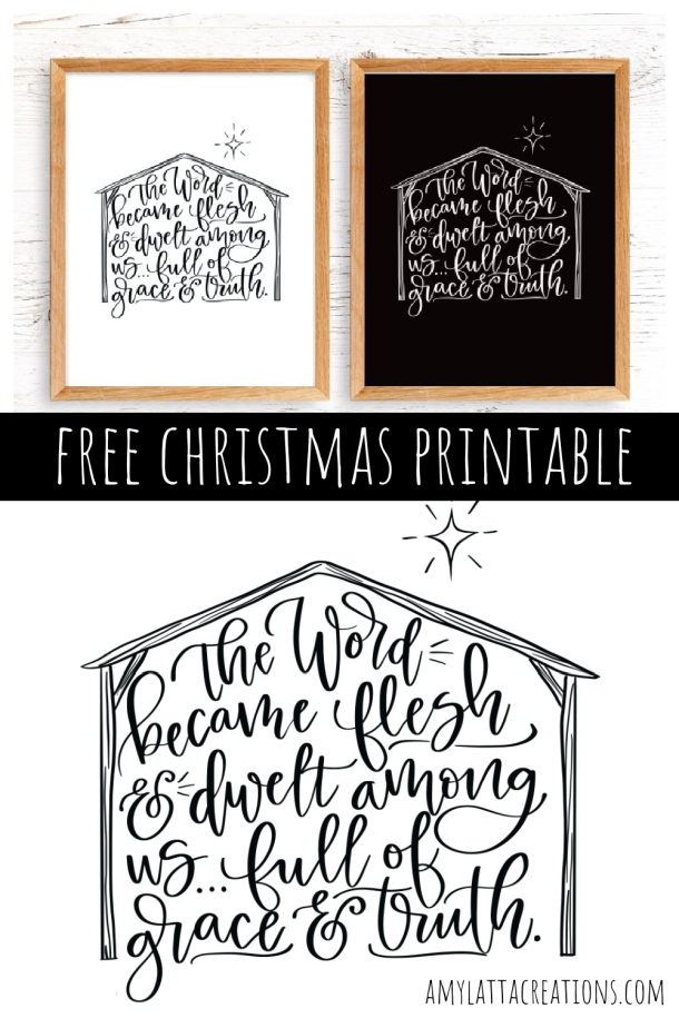Free Hand Lettered Christmas Printable - Amy Latta Creations