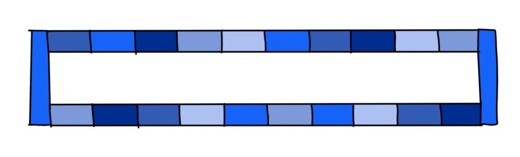 Image is a pattern diagram of the table runner.