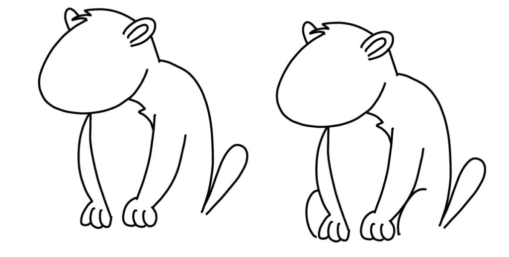 Image illustrates adding a tail and legs to the groundhog sketch, as described in the text.