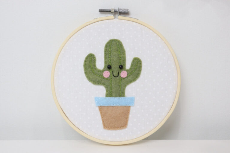 Embroidered Felt Cactus (free printable pattern)